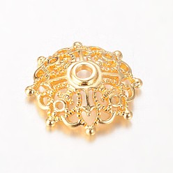 Golden Apetalous Brass Cap, Golden, 16x16x3mm, Hole: 2mm