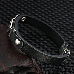 Черный 304 браслет из нержавеющей стали с музыкальной нотой, браслет из кожаного шнура для мужчин и женщин, чёрные, 8-1/4 дюйм (21 см)