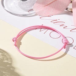Rose Nacré Bracelet en fils de polyester ciré coréen faire, perle rose, diamètre réglable: 40~70 mm