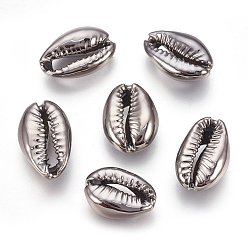 Bronze Perles de coquille galvanisées, cauris, gris anthracite, 15~20x10~12x5~6mm, Trou: 12~14x2~3mm