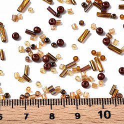 Verge D'or Foncé Perles de rocaille en verre, mixedstyle, formes mixtes, verge d'or noir, 1~7x2~4mm, Trou: 0.7~1mm, environ 450 g / livre