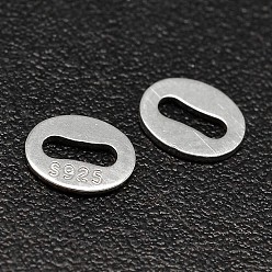 Silver Oval 925 Sterling Silver Chain Tabs, Chain Extender Connectors, Silver, 5x4x1mm, Hole: 1x3mm, about 322pcs/20g
