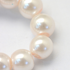 Antique White Baking Painted Glass Pearl Bead Strands, Pearlized, Round, Antique White, 3~4mm, Hole: 0.5mm, about 195pcs/strand, 23.6 inch
