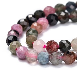 Tourmaline Natural Tourmaline Beads Strands, Faceted, Round, 3mm, Hole: 0.5~0.6mm, about 133~144pcs/strand, 15.3~15.7 inch(39~40cm)