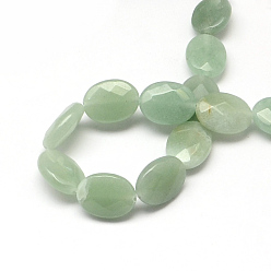 Green Aventurine Faceted Oval Natural Green Aventurine Beads Strands, 17x13x6mm, Hole: 1mm, about 13pcs/strand, 8.26 inch