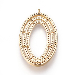 Golden Brass Micro Pave Cubic Zirconia Pendants, Oval, Clear, Golden, 34x20x3mm, Hole: 1mm