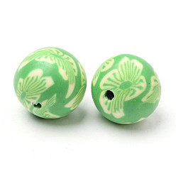 Mixed Color Handmade Polymer Clay Beads, Round, Mixed Color, about 12mm in diameter, hole: 2mm
