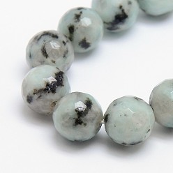 Sesame Jasper Natural Sesame Jasper/Kiwi Jasper Beads Strands, Round, Faceted, 4mm, Hole: 1mm, about 95pcs/strand, 15.5 inch