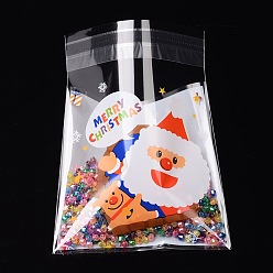 Colorful Rectangle OPP Cellophane Bags for Christmas, with Santa Claus Pattern, Colorful, 13x9.9cm, Unilateral Thickness: 0.035mm, Inner Measure: 9.9x9.9cm, about 95~100pcs/bag