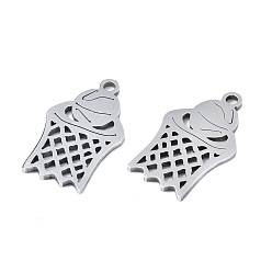 Stainless Steel Color 201 Stainless Steel Pendants, Laser Cut, Basketball, Stainless Steel Color, 17.5x10.5x1mm, Hole: 1.4mm