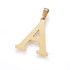 Letter A 304 Stainless Steel Pendants and Stud Earrings Jewelry Sets, Alphabet, Letter.A, 20~23x13~19x1.5mm, Hole: 6x3mm, 6~10x6~9x1mm, Pin: 0.8mm