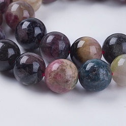 Tourmaline Natural Tourmaline Beads Strands, Round, 10mm, Hole: 1mm, about 38pcs/strand, 15.75"