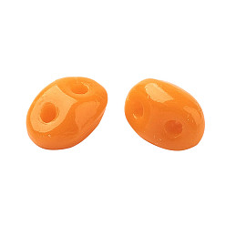 Dark Orange Czech Glass Seed Beads, 2-Hole, Opaque Colours, Dark Orange, 5x3.5x3mm, Hole: 0.5mm, about 630pcs/box
