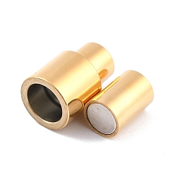 Golden Ion Plating(IP) 304 Stainless Steel Magnetic Clasps with Glue-in Ends, Column, Golden, 20x10mm, Hole: 6mm
