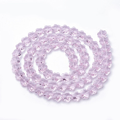 Pearl Pink Transparent Glass Beads, Faceted, Plum Blossom, Pearl Pink, 13x13.5x8.5mm, Hole: 1mm