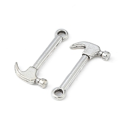 Antique Silver Tibetan Style Alloy Pendants, Hammer, Lead Free & Cadmium Free & Nickel Free, Antique Silver, 25mm long, 13mm wide, 2mm thick, hole: 2mm