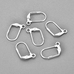 Silver 304 Stainless Steel Earrings, Leverback Earring Findings, with Loop, Silver, 18x12x1.5mm, Hole: 2mm, Pin: 0.8mm