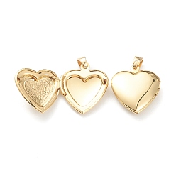 Real 18K Gold Plated Brass Locket Pendants, Photo Frame Pendants for Necklaces, Long-Lasting Plated, Heart, Real 18K Gold Plated, 22.5x19.5x6mm, Hole: 4x3mm, 13.5x11mm Inner Diameter