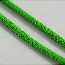 Lime Green Macrame Rattail Chinese Knot Making Cords Round Nylon Braided String Threads, Satin Cord, Lime Green, 2mm, about 10.93 yards(10m)/roll