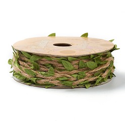 Зеленый Тканевая лента, с пеньковыми шнурами, для поделок украшения подарочная упаковка, зелёные, 25x1 мм, 10 м / рулон