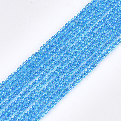 Bleu Bleuet Quartz synthétique perles de cristal brins, teint, facette, étoiles coupées perles rondes, bleuet, 2mm, Trou: 0.5mm, Environ 215 pcs/chapelet, 14.7 pouce