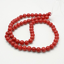 FireBrick Natural Mashan Jade Round Beads Strands, Dyed, FireBrick, 4mm, Hole: 1mm, about 98pcs/strand, 15.7 inch