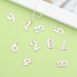 Number 201 Stainless Steel Number Charms, Mixed, 11x5.5~8x0.5mm, Hole: 1mm