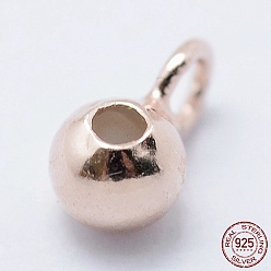 Or Rose 925 bélières en argent sterling, cautions en boucle, avec du caoutchouc, rondelle, Perles renflouer , perles de bouchage, or rose, 7x4x3mm, Trou: 1.5mm, diamètre intérieur: 1 mm