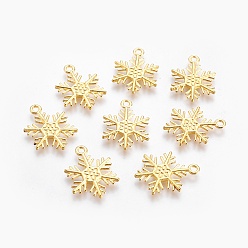 Golden Tibetan Style Alloy Pendants, Cadmium Free & Nickel Free & Lead Free, Snowflake, for Christmas, Golden, 26x19x2mm, Hole: 2mm