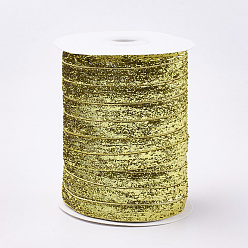 Jaune Ruban scintillant scintillant, ruban de polyester et nylon, jaune, 3/8 pouce (9.5~10 mm), environ 50 yards / rouleau (45.72 m / rouleau)