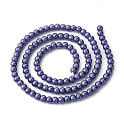 Dark Slate Blue Eco-Friendly Dyed Glass Pearl Round Beads Strands, Grade A, Cotton Cord Threaded, DarkSlate Blue, 4~4.5mm, Hole: 0.7~1.1mm, about 104pcs/strand, 15 inch