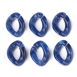 Темно-Синий Акриловые связей кольца, разъемы для быстрой связи, для изготовления бордюрных цепей, Стиль имитация драгоценных камней, твист, темно-синий, 29x21x6.5 мм, Отверстие : 17x8 мм , около 315 шт / 500 г