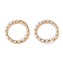 Real 24K Gold Plated 304 Stainless Steel Jump Rings, Open Jump Rings, Twisted, Real 24k Gold Plated, 16 Gauge, 10x1.3mm, Inner Diameter: 8mm