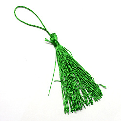 Green Polyester Tassel Decorations, Pendant Decorations, Green, 130x6mm, Tassel: 70~90mm