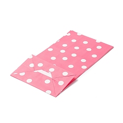 Hot Pink Rectangle Kraft Paper Bags, None Handles, Gift Bags, Polka Dot Pattern, Hot Pink, 13x8x24cm