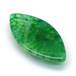 Green Horse Eye Dyed Natural Crackle Agate Cabochons, Green, 37~40x20~21x5~8mm