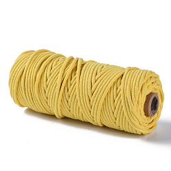 Yellow Cotton String Threads, Macrame Cord, Decorative String Threads, for DIY Crafts, Gift Wrapping and Jewelry Making, Yellow, 3mm, about 54.68 yards(50m)/roll