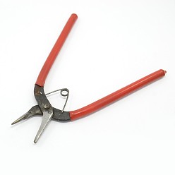 Red Jewelry Pliers, Iron Concave/Half Round Nose Pliers, with Plastic Handle, Red, 150x130x11mm