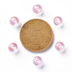 Pink Прозрачные акриловые бусины, с покрытием AB цвета, круглые, розовые, 6x5 мм, отверстие : 1.8 мм, Около 4400 шт / 500 г