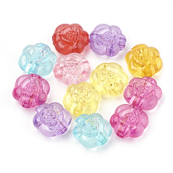 Mixed Color Transparent Acrylic Beads, Flower, Mixed Color, 10.5x10x5.5mm, Hole: 2mm, about 1610pcs/500g