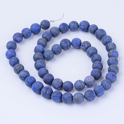 Lapis Lazuli Natural Lapis Lazuli Beads Strands, Round, Frosted, Dyed, 8~8.5mm, Hole: 1mm, about 47pcs/strand, 15.5 inch