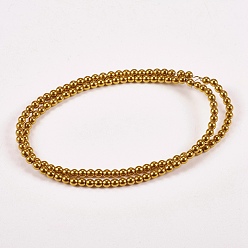 Golden Plated Electroplate Non-magnetic Synthetic Hematite Beads Strands, Round, Grade A, Golden Plated, 3mm, Hole: 1mm, about 127pcs/strand, 16 inch