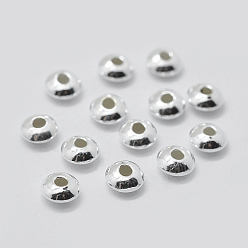 Silver 925 Sterling Silver Corrugated Spacer Beads, Saucer Beads, Silver, 5x2.5mm, Hole: 1mm, about 39~41pcs/5g