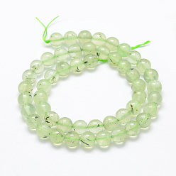Prehnite Natural Prehnite Beads Strands, Round, 8mm, Hole: 1mm, about 49pcs/strand, 15.3 inch(39cm)