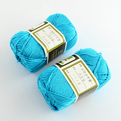 Deep Sky Blue Soft Baby Yarns, with Bamboo Fibre and Silk, Deep Sky Blue, 1mm, about 140m/roll, 50g/roll, 6rolls/box