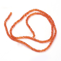 Rouge Orange Chapelets de perles en verre, facette, rondelle, rouge-orange, 3x2mm, Trou: 0.5mm, Environ 150~160 pcs/chapelet, 15.35 pouce (39 cm)