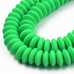 Spring Green Handmade Polymer Clay Bead Strands, Flat Round, Spring Green, 8.5~9x3.5mm, Hole: 1.6mm, about 112pcs/strand, 15.75 inch~16.14 inch(40~41cm)