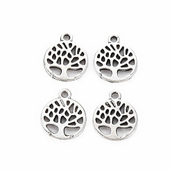 Antique Silver Tibetan Style Alloy Charms, Cadmium Free & Lead Free, Tree, Antique Silver, 12.5x10x1mm, Hole: 1.2mm, about 2000pcs/1000g