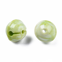Yellow Green Synthetic Coral Beads, Dyed, Two Tone, Bell, Yellow Green, 9.5x10.5x10mm, Hole: 1.4mm