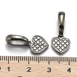 Gunmetal Tibetan Style Alloy Heart Glue-on Flat Pad Pendant Bails, Cadmium Free & Nickel Free & Lead Free, Gunmetal, 21x9x7mm, Hole: 8x4.5mm, about 660pcs/1000g